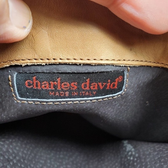 Charles David Leather Wooden Heel Boots Italy Sz 38 / 8 Y2K Slip-On Minimalist - Picture 11 of 15